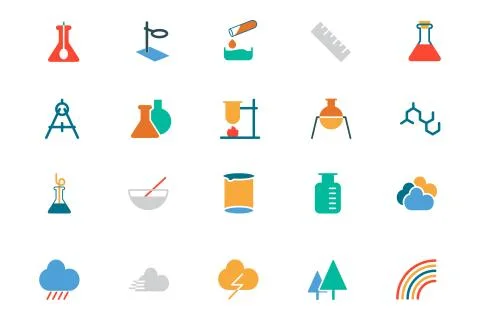 Science Colored Vector Icons Collection Stock Illustration