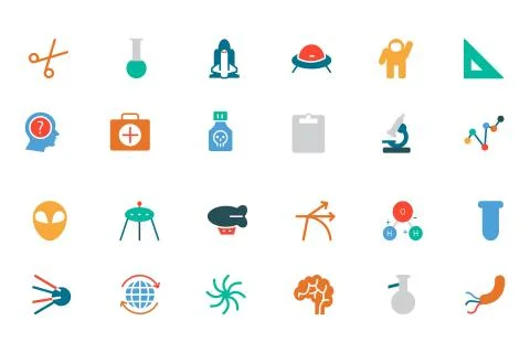 Science Colored Vector Icons Set Stock Illustration