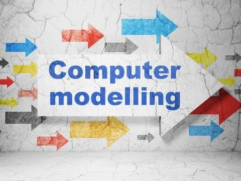 Science concept: arrow with Computer Modelling on grunge wall background イラスト素材