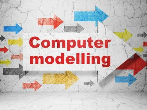 Science concept: arrow with Computer Modelling on grunge wall background Stock Illustration