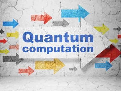Science concept: arrow with Quantum Computation on grunge wall background Stock Illustration