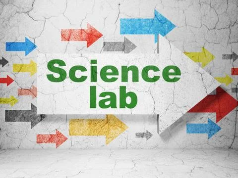 Science concept: arrow with Science Lab on grunge wall background 스톡 일러스트