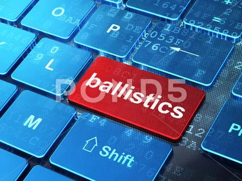 Science concept: Ballistics on computer keyboard background: Royalty ...