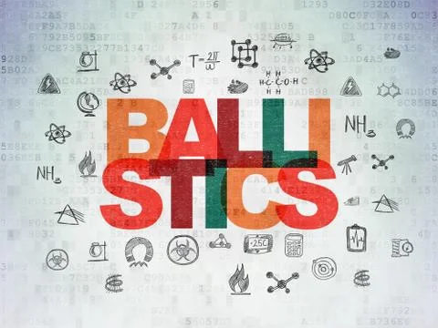 Science concept: Ballistics on Digital Data Paper background Illustrazione stock
