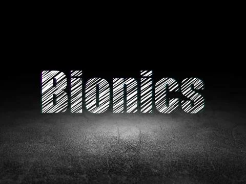 Science concept: Bionics in grunge dark room イラスト素材