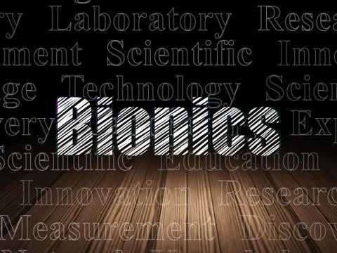 Science concept: Bionics in grunge dark room Illustrazione stock