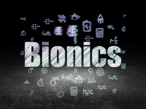 Science concept: Bionics in grunge dark room Illustrazione stock