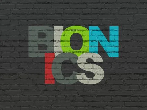 Science concept: Bionics on wall background Illustrazione stock