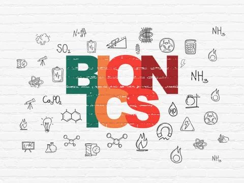 Science concept: Bionics on wall background Illustrazione stock