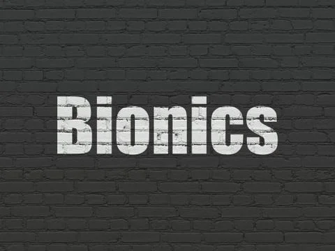 Science concept: Bionics on wall background Illustrazione stock