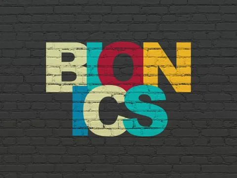 Science concept: Bionics on wall background Illustrazione stock