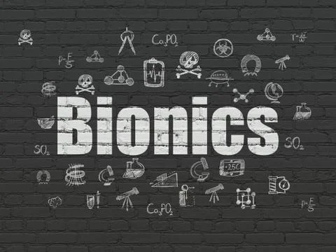Science concept: Bionics on wall background Ilustración de archivo