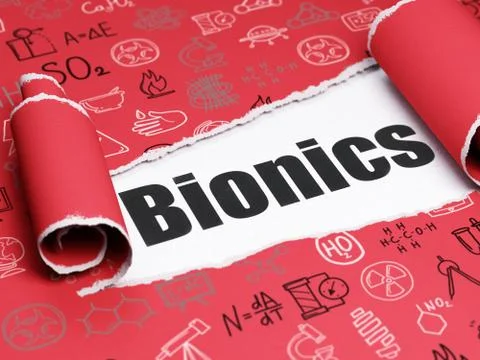 Science concept: black text Bionics under the piece of  torn paper イラスト素材