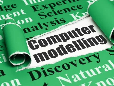 Science concept: black text Computer Modelling under the piece of  torn paper 스톡 일러스트