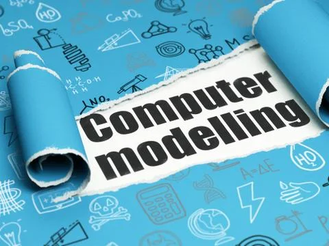 Science concept: black text Computer Modelling under the piece of  torn paper Stock Illustration
