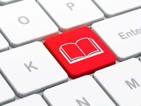 Science concept: Book on computer keyboard background イラスト素材