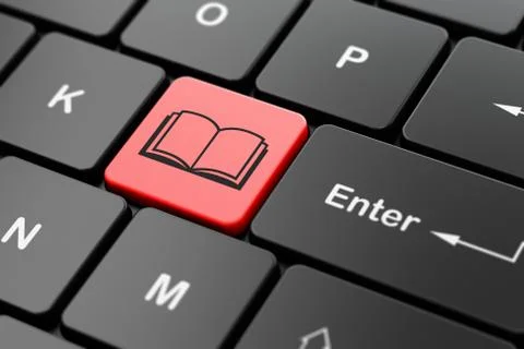 Science concept: Book on computer keyboard background Illustrazione stock