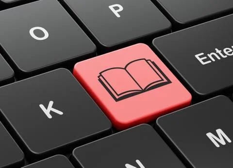 Science concept: Book on computer keyboard background Stock Illustration
