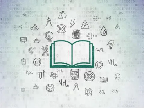Science concept: Book on Digital Data Paper background Illustrazione stock