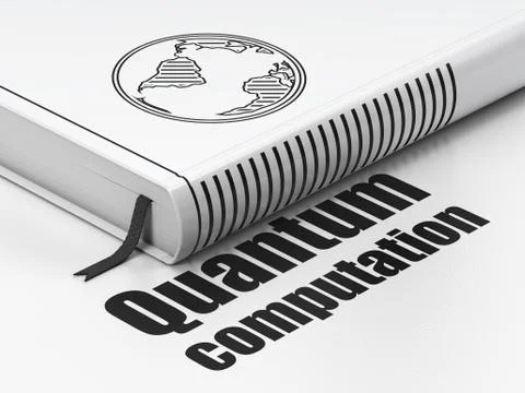 Science concept: book Globe, Quantum Computation on white background Stock Illustration