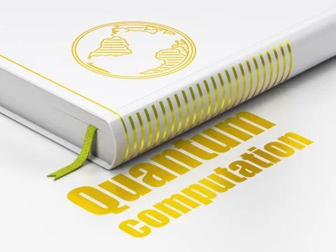 Science concept: book Globe, Quantum Computation on white background Stock Illustration