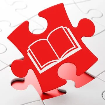Science concept: Book on puzzle background Stock Illustration