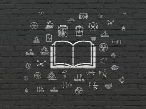 Science concept: Book on wall background Ilustración de archivo