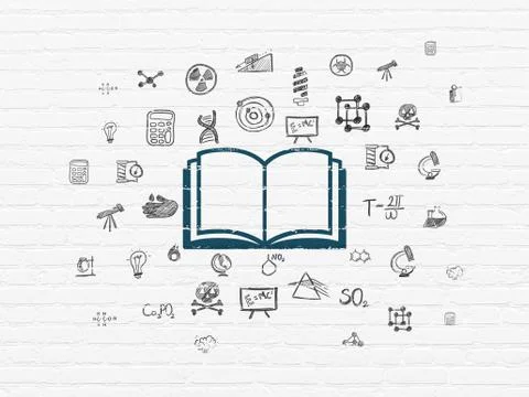 Science concept: Book on wall background Ilustración de archivo