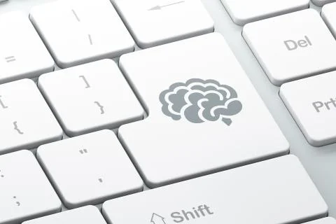 Science concept: Brain on computer keyboard background 스톡 일러스트