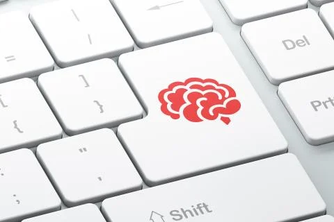 Science concept: Brain on computer keyboard background Stock Illustration