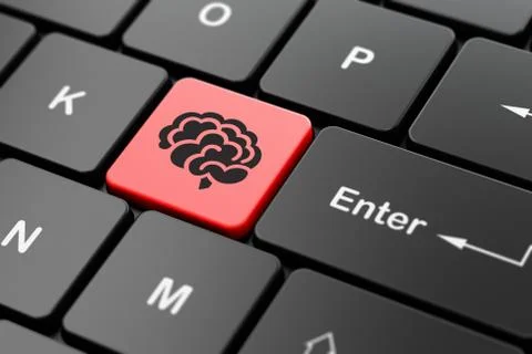 Science concept: Brain on computer keyboard background イラスト素材