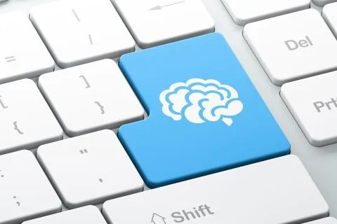 Science concept: Brain on computer keyboard background Stock Illustration