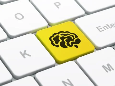 Science concept: Brain on computer keyboard background Stockillustratie