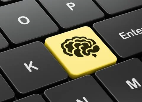 Science concept: Brain on computer keyboard background Stock Illustration