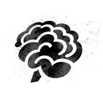 Science concept: Brain on Digital background 库存插图