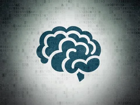 Science concept: Brain on Digital Data Paper background イラスト素材