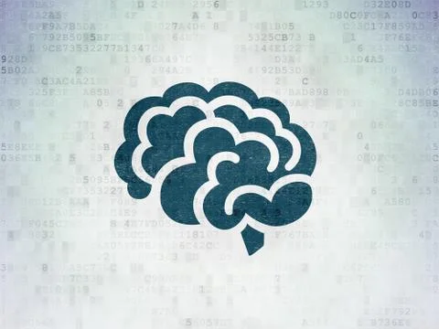 Science concept: Brain on Digital Data Paper background 스톡 일러스트