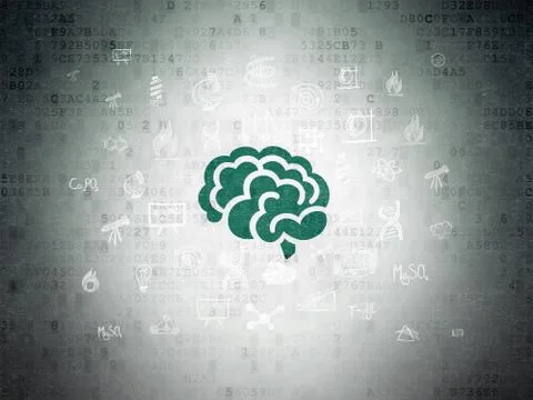 Science concept: Brain on Digital Data Paper background 스톡 일러스트