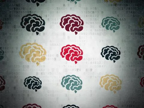 Science concept: Brain icons on Digital Paper background Stock-Illustration