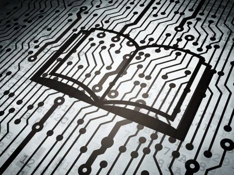 Science concept: circuit board with Book Illustrazione stock