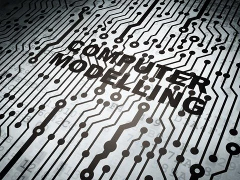 Science concept: circuit board with Computer Modelling Stockillustratie