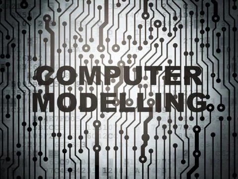 Science concept: circuit board with Computer Modelling Stockillustratie