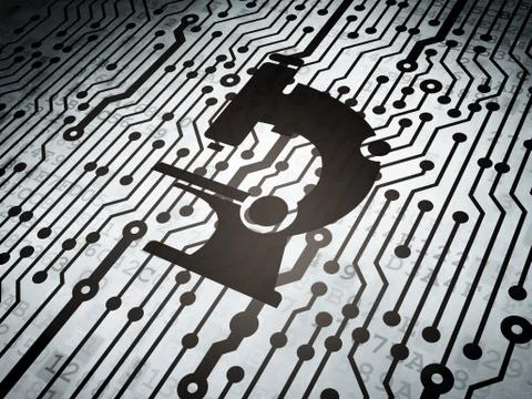 Science concept: circuit board with Microscope Stockillustratie