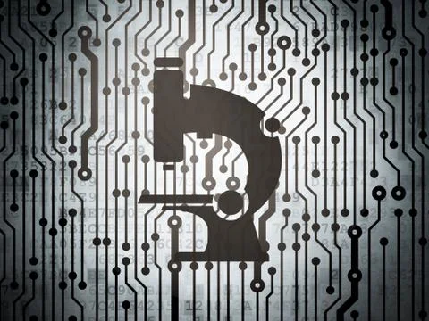 Science concept: circuit board with Microscope Stock Illustration