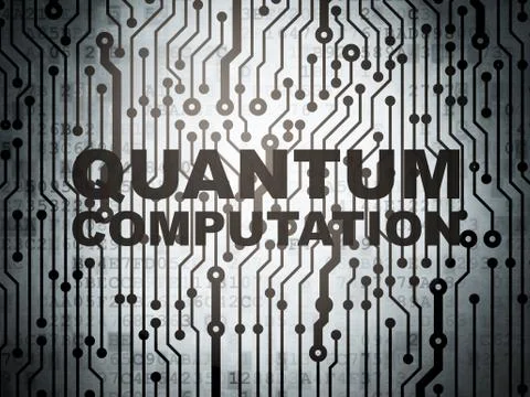 Science concept: circuit board with Quantum Computation Illustrazione stock