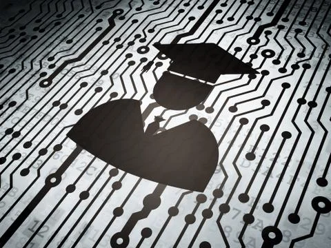 Science concept: circuit board with Student Illustrazione stock