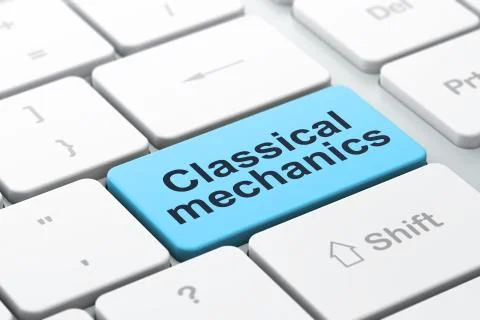 Science concept: Classical Mechanics on computer keyboard background Stock Illustration