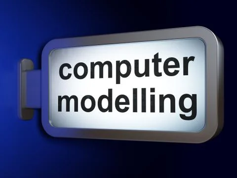 Science concept: Computer Modelling on billboard background イラスト素材