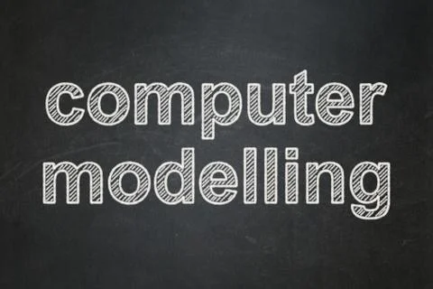 Science concept: Computer Modelling on chalkboard background Stock Illustration