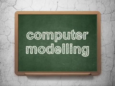Science concept: Computer Modelling on chalkboard background イラスト素材